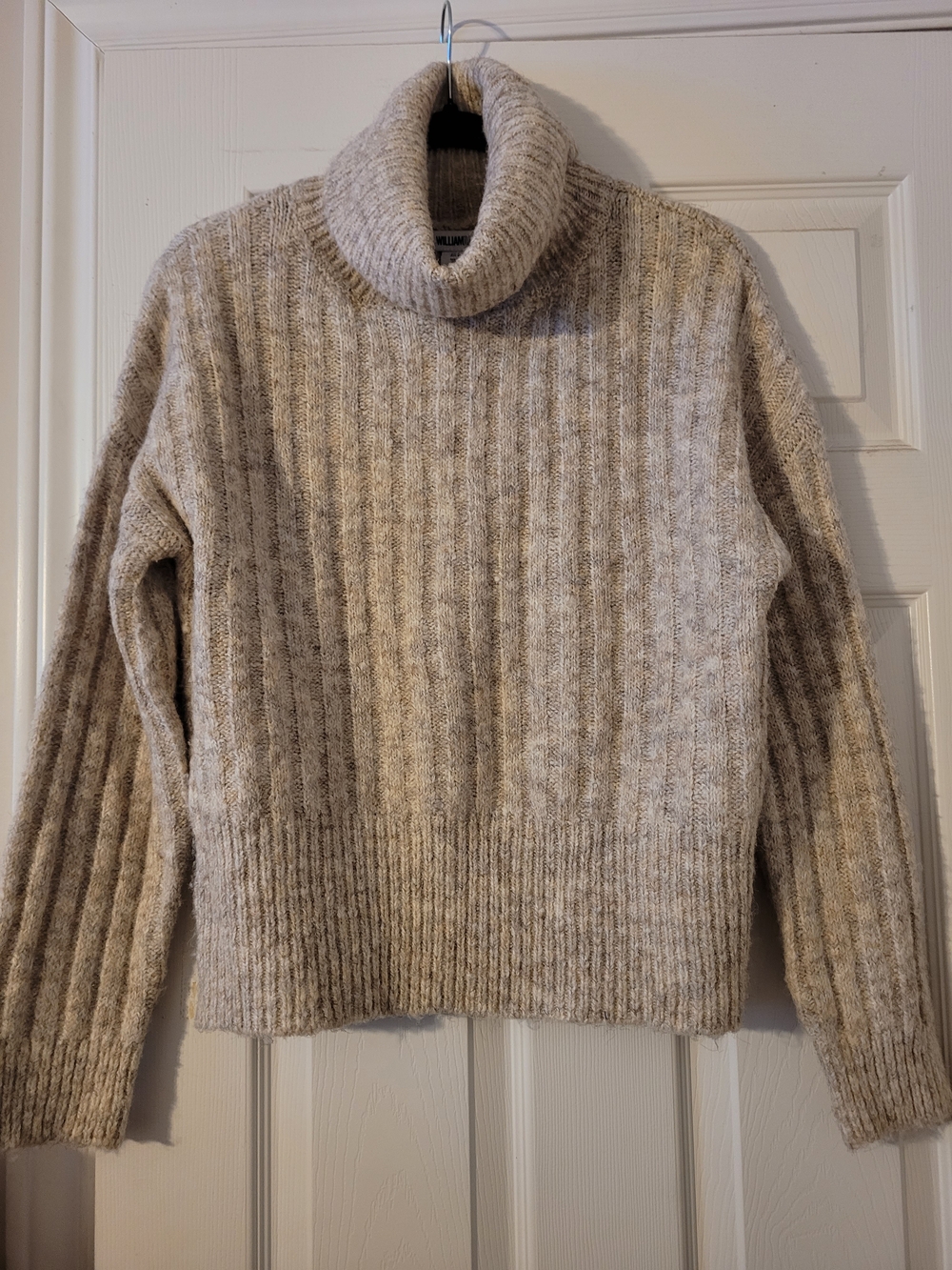 William Rast Oatmeal Ribbed Turtleneck Sweater